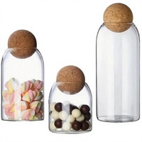 Pot en verre cylindrique transparent en borosilicate avec couvercle en liège vide pour bougies et diffuseurs de parfum - Décoration de Noël pour la maison et fournitures d'artisanat