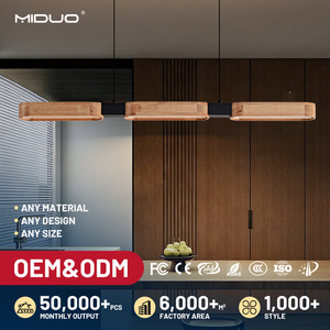 Lampada a Sospensione Lineare Personalizzabile OEM per Ristoranti e Bar, Paralume in Acrilico Effetto Legno, <span class=keywords><strong>Lampadari</strong></span> e Luci Pendenti Intelligenti - Product Image 1