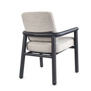 Sillón de Exterior Minimalista Contemporáneo, Tapizado en Tela, Estructura de Aleación de Aluminio, Patas Cónicas, Apilable, Impermeable, Silla de Jardín - Product Image 2