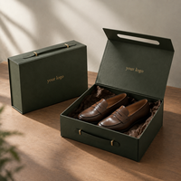 Boîte cadeau pour baskets pliables magnétiques noires mates de luxe, boîte d'emballage pour chaussures avec logo personnalisé imprimé, avec poignée portable