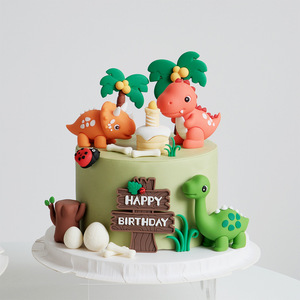 Adorno para Pastel de Dinosaurio, Decoración de Pastel de Plástico Suave, Adornos de Estilo Bosque de Dinosaurios, Tronco de Cocotero - Product Image 4