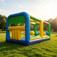 Parcours d'obstacles gonflable commercial en PVC durable, directement de l'usine, pour défis interactifs de balles en extérieur, divertissement, sport et entraînement amusant