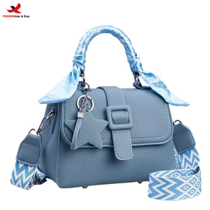 Fashion Women's <b>Small</b> Silk Scarf Shoulder Bag Top Handle PU Leather <b>Handbag</b> Purses Top Style Accessories RTS Bulk Mixed Order - Product Image 1