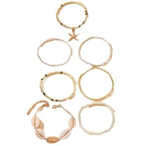 Yebei's best-selling Bohemian beach style <b>bracelet</b> <b>set</b>, a seven-piece summer beach starfish seed bead and seashell <b>bracelet</b> <b>set</b>. - Product Image 5