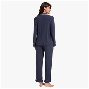 Pyjama en viscose pour femmes, pyjama en bambou à carreaux pour se détendre, avec certification OEKO-TEX - Product Image 3