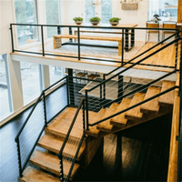 Rampe de balcon en métal sur mesure, barre horizontale, revêtement en poudre noire, pour terrasse et escalier