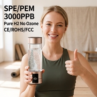 Bouteille d'eau en verre SPRING 400ml avec générateur SPE 3000PPB, ioniseur d'eau portable 4000mAh, 6/12 minutes, vente en gros