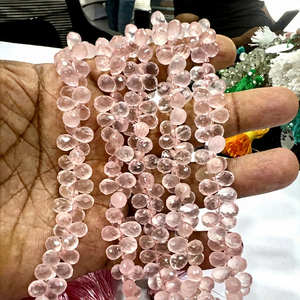 Wholesale Natural Pink Agate <b>Cushion</b> Cut Faceted Briolette Beads 8 Inches Strand Size 5-7mm Approx - Product Image 1