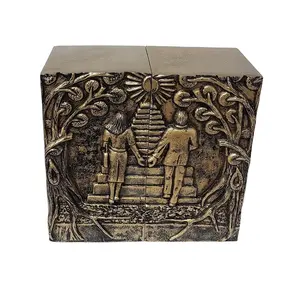 出口铸铝夫妇骨灰盒黄铜仿古成品殡葬用品火化骨灰盒低价