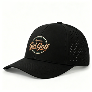Custom Wholesale Custom High Quality Rubber Patch Logo Polyester Hat 6 Laser Cut Hole Flat Gorras <b>Waterproof</b> <b>Cap</b> - Product Image 1
