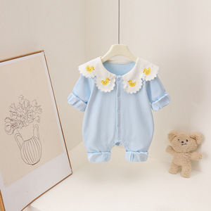 Novedad de Primavera-Verano, Mono de Algodón con Cuello de Volantes y Estampado Floral Pequeño para <span class=keywords><strong>Bebés</strong></span> Niñas, Estilo Instagram - Product Image 1