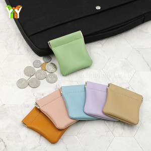 Leather Squeeze <strong>Coin</strong> Purse Pouch Change Holder <strong>Coin</strong> Purse Solid Black Red <strong>Money</strong> <strong>Bag</strong> - Product Image 5