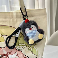 Porte-clés Peluche Série Océan : Pingouin Enlacé, Jouet Sonore, Accessoire de Sac, Animal en Peluche Anti-Stress