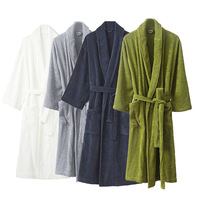 Peignoir en coton éponge à taille élastique pour femmes Shanhao, ample, absorbant, pyjama une pièce pour la maison