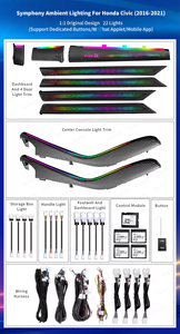Kit d'éclairage d'ambiance intérieur LED 12V Symphony pour Civic 10ème génération (2016-2021) - Accessoires de bande lumineuse d'ambiance - Product Image 5