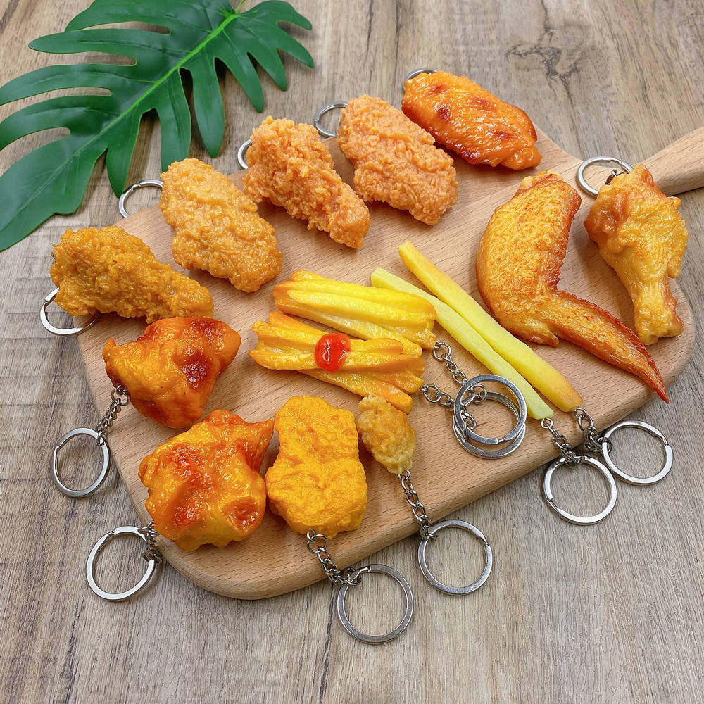 Creative PVC Chicken Nugget Keychain Kids Toys Miniature Food