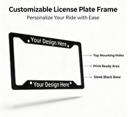 BOLONG Cadre de plaque d'immatriculation américaine en plastique ABS à 4 trous, plusieurs options de couleurs, logo personnalisé, taille américaine, pour voiture