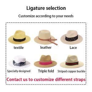 Fedora <span class=keywords><strong>cubain</strong></span> blanc paille Panama chapeaux personnalisables Western dames chapeaux de paille canotier disquette plage soleil <span class=keywords><strong>chapeau</strong></span> fabrication en gros - Product Image 5