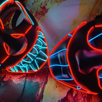 Masque de fête haut de gamme avec 4 modes d'éclairage LED Glowing Halloween Light-Up Costume Cosplay Props Rechargeable PP Scary EL Wire