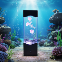 Mini aquarium de méduses LED à 7 couleurs changeantes, alimenté par USB, lumière de nuit décorative pour bureau et chambre