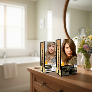 Tinte Permanente para el Cabello Thader Pharma V-Color 703 Rubio Medio Dorado Natural Sin Amoníaco Con Líquido Dorado y Aceites Florales - Product Image 3