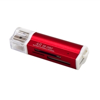 Lector de tarjetas múltiple 4 en 1 USB 2.0 externo de aleación de aluminio para SD/SDHC/SDXC TF MS/MS PRO XD M2 MMC/RS MMC