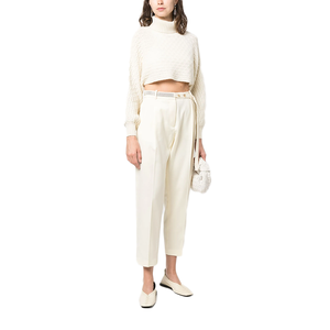 <span class=keywords><strong>Pantalon</strong></span> plissé en <span class=keywords><strong>pure</strong></span> <span class=keywords><strong>laine</strong></span> décontracté taille haute pour femmes avec ceinture décorée de strass <span class=keywords><strong>pantalon</strong></span> de créateur de luxe à la mode - Product Image 1