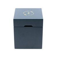Boîte cadeau de luxe carrée à charnières, faite à la main, pour thé, en bois/MDF gris foncé mat, personnalisable avec logo UV/estampage à chaud, emballage de rangement