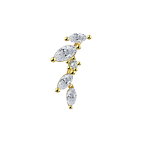 Lotus Implant F136 Titane CZ Clair, Pendentifs pour Piercings Labret et Cartilage, à Filetage Interne et Sans Filetage, Bijoux de Piercing Corporel