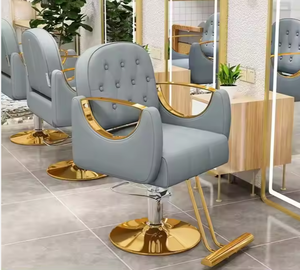 Sillón de Barbería y Salón de Belleza Giratorio, Ajustable, de Cuero de Lujo, Diseño Moderno para Estilistas y Tatuadores - Product Image 1