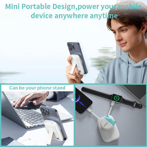 Schitec Imanes Cargador portátil Ultra Delgado 5000mAh 15W Banco de energía magnético inalámbrico con soporte plegable - Product Image 6