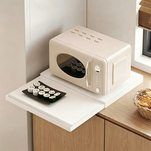 Étagère de cuisine blanche rétractable en métal pour micro-ondes, cuiseur à riz et four, avec rangement pour pâtissiers - Product Image 1