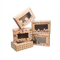 Boîte à biscuits de Noël en papier kraft pour le commerce extérieur, forme avion, avec fenêtre transparente, vente en gros, personnalisation du logo