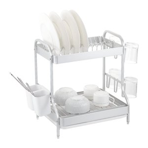 Escurridor de Platos de Cocina de Aluminio Resistente a la Oxidación, Escurridor de Metal de Doble Capa para Encimera con Función de Drenaje, Desmontable y Vertical - Product Image 6