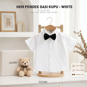 Chemise pour garçons en coton de qualité supérieure, blanche, avec nœud papillon, offrant un look formel élégant pour les événements et les fêtes spéciales - Product Image 4