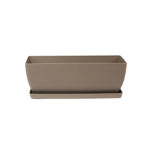 Jardinière rectangulaire en plastique durable et légère avec plateau de drainage pour usage intérieur/extérieur, balcon, jardin, patio, plantation d'herbes aromatiques à la maison - Product Image 1