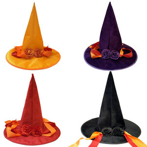 Sombrero de <span class=keywords><strong>bruja</strong></span> de Halloween disfraz bola cinta sombrero de <span class=keywords><strong>bruja</strong></span> decoración de <span class=keywords><strong>plumas</strong></span> sombrero de flores sombrero de <span class=keywords><strong>bruja</strong></span> sombrero de fiesta mágica - Product Image 2