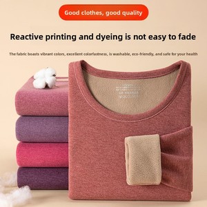 Intimo Termico da <span class=keywords><strong>Donna</strong></span>, Set Invernale Super Spesso, Collo Tondo, Tinta Unita, Pantaloni e Maglia Antifreddo - Product Image 6