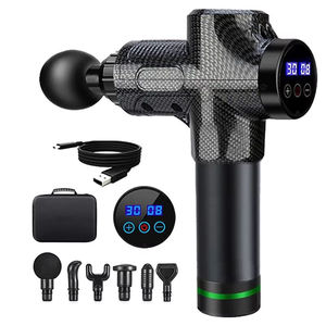 Pistolet de massage professionnel noir carbone, logo personnalisé, faible MOQ, relaxation, amincissement, massage musculaire profond des fascias - Product Image 1