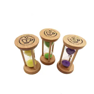 Wholesale cheap creative 1/3/5 minutes round sand timer wood hourglass Christmas gadgets