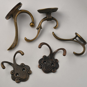 European Style Retro Double <b>Hook</b> Zinc Alloy <b>Wall</b> Mounted Coat <b>Hook</b> Wardrobe Clothes <b>Hook</b> Metal Hardware Indoor Use Rust - Product Image 3