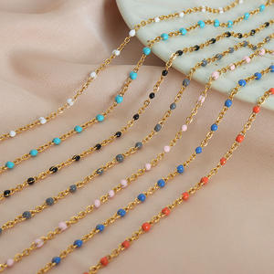 Bijoux de collier de chaîne en acier inoxydable de conception de perles colorées de style bohème de qualité d'usine pour les femmes - Product Image 1