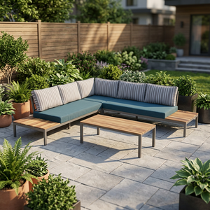 Modern Waterproof Outdoor Corner <b>Sofa</b> <b>Set</b> with Cushions and Coffee Table for Garden Villa Hotel - Product Image 3