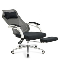 Chaise de bureau ergonomique moderne à dossier inclinable en tissu maillé, appui-tête réglable, pivotante, avec fonction d'inclinaison à 165 degrés, structure métallique