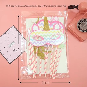 Accessoires de fête sur le thème de la <span class=keywords><strong>licorne</strong></span>, ensemble d'accessoires photo <span class=keywords><strong>licorne</strong></span>, sac OPP, décoration de fête, fournitures pour événements CMYK - Product Image 3