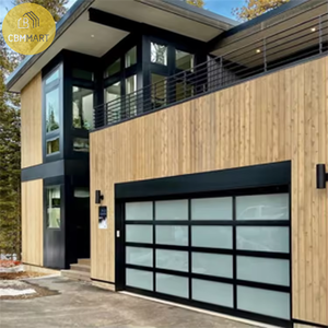 CBMMart personnalisé prix bon marché coffre-fort verre trempé teinté bois aluminium nouveau design porte de garage villas projet de construction - Product Image 1