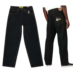 Jeans de Hombre Bordados con Logotipo Personalizado al por Mayor, Jeans Holgados de Alta Calidad, Jeans Negros de Estilo Urbano Hip Hop para Hombre - Product Image 1