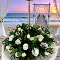 Guirlande de fleurs artificielles en soie moderne en gros d'usine, décoration de table de mariage, cadre floral, centre de table, arrangement de fond, pièce