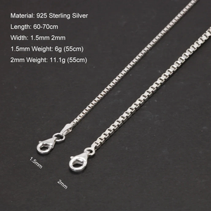 925 סטרלינג כסף 2mm שרשרת תיבת שרשרת כל התאמה תליון אביזרי גברים של תכשיטים - Product Image 3