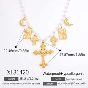 18K Real Gold <b>Titanium</b> Stainless Steel Necklace Pearl Lightweight Luxury High-End Feeling Collarbone <b>Chain</b> Handmade DIY Jewelry - Product Image 6